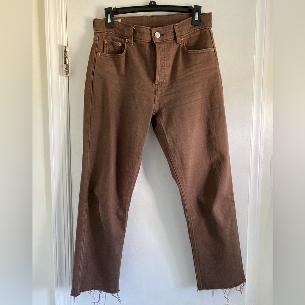 Gap Cheeky straight high rise brown denim